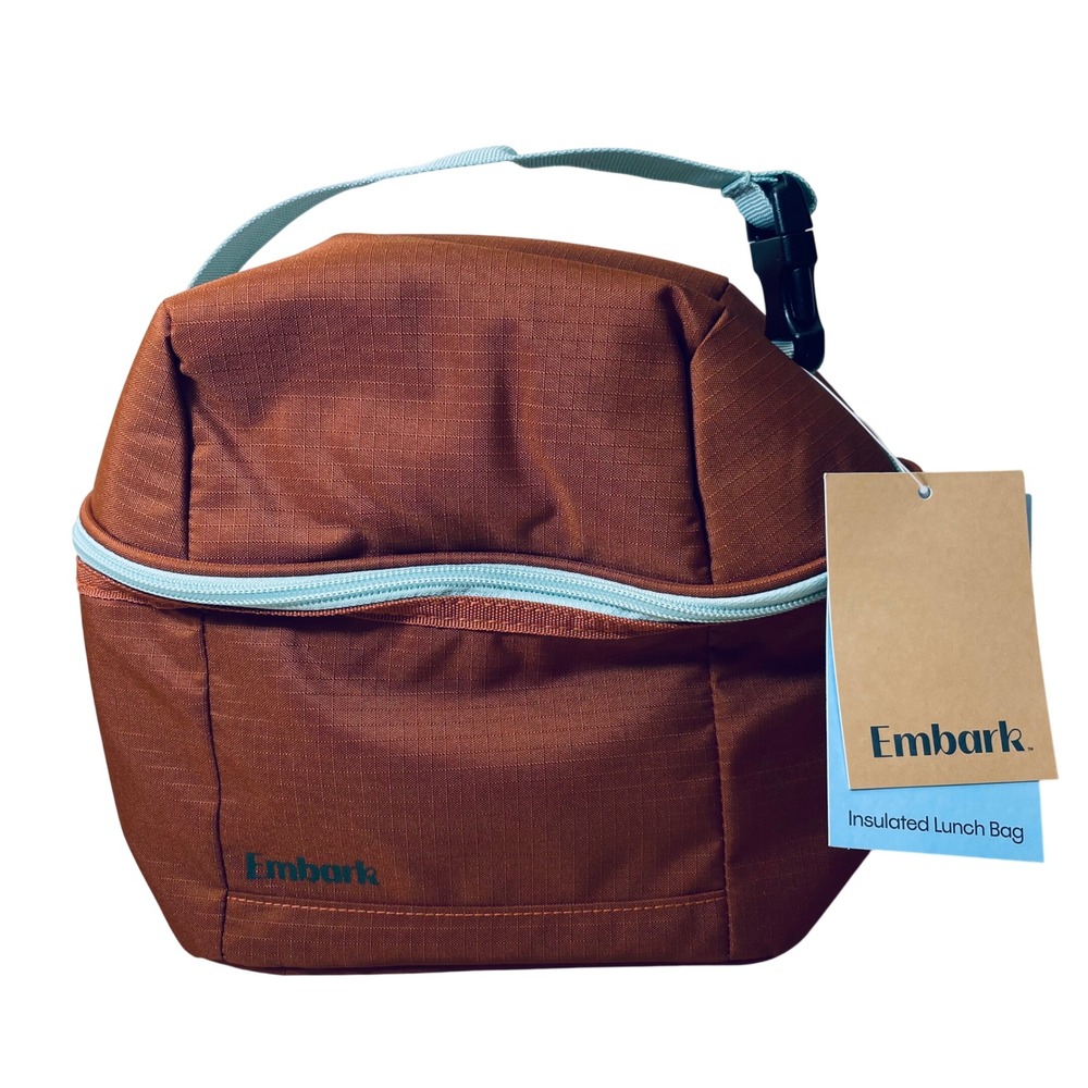 Embark Insulated Lunch Bag Rust Brown Recycled Ripstop Dual Compartment NWT